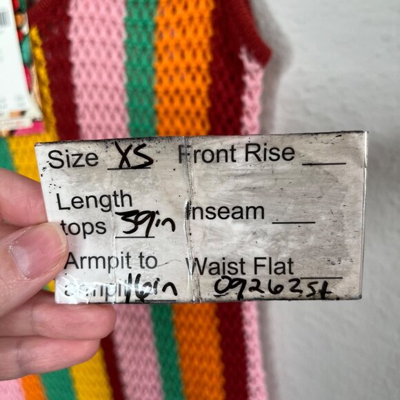 Farm Rio x Anthropologie Sleeveless Multicolor Stripe Crocet Midi Dress XS - Picture 12 of 13